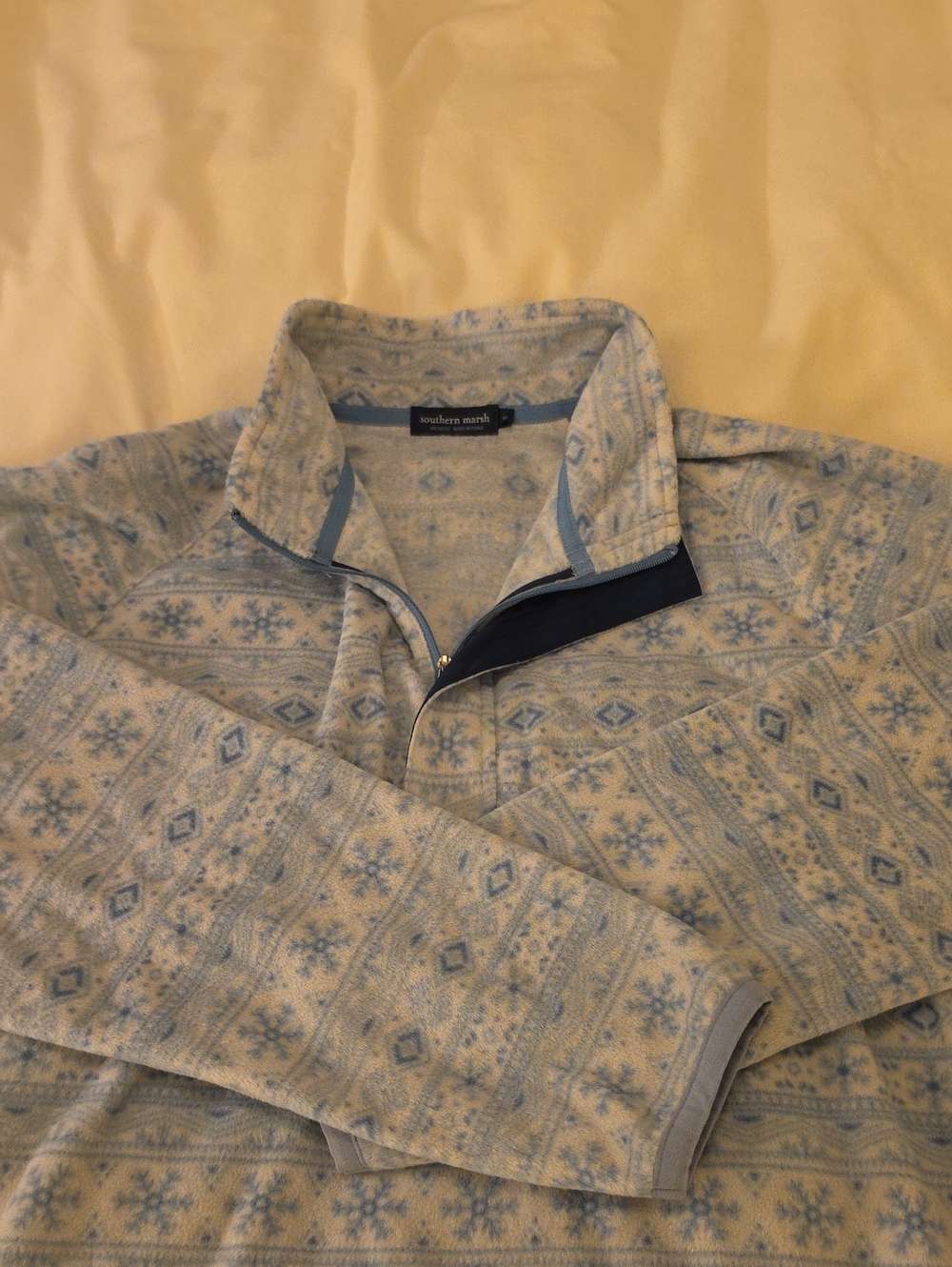Southern Marsh Pale Blue Snowflake Quarter-Zip Pullover